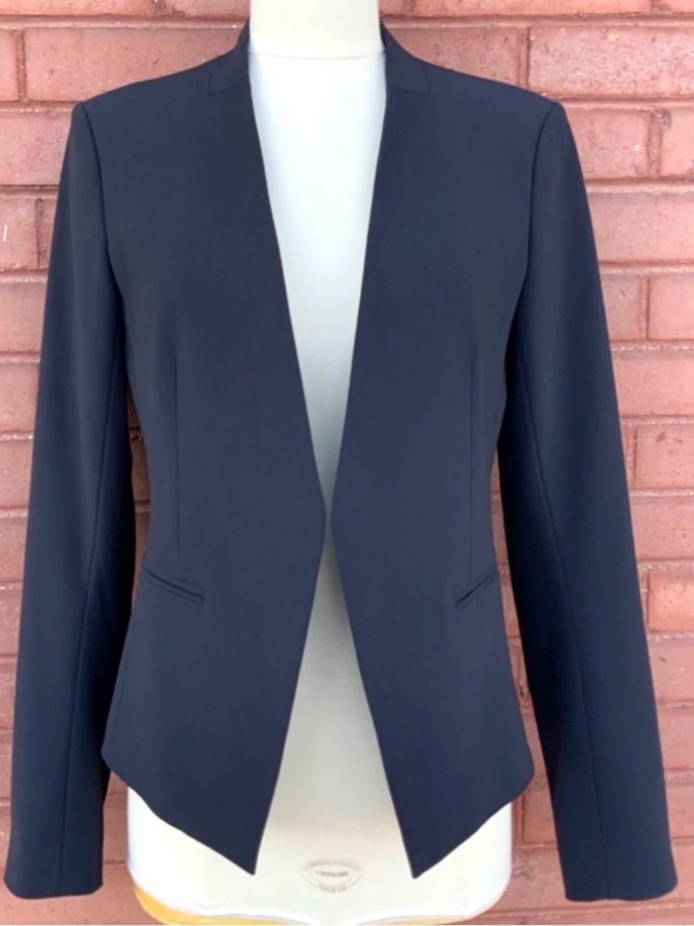 Theory Dark Open-Front Tailored Blazer
